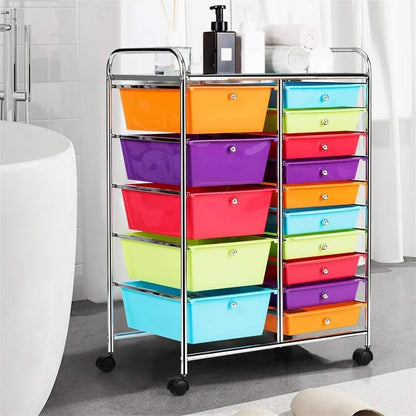 Chariot de rangement à 15 tiroirs - 14.5P x 25L x 34.5H