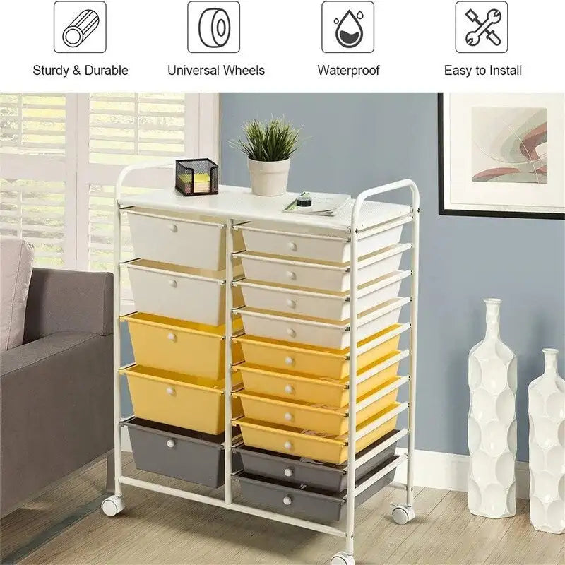 Chariot de rangement à 15 tiroirs - 14.5P x 25L x 34.5H