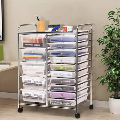 Chariot de rangement à 15 tiroirs - 14.5P x 25L x 34.5H