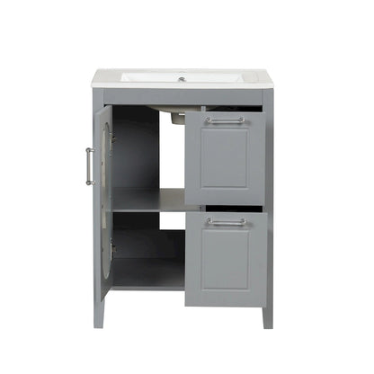 Meuble-lavabo de salle de bain avec deux tiroirs et porte