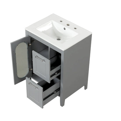 Meuble-lavabo de salle de bain avec deux tiroirs et porte