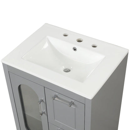 Meuble-lavabo de salle de bain avec deux tiroirs et porte