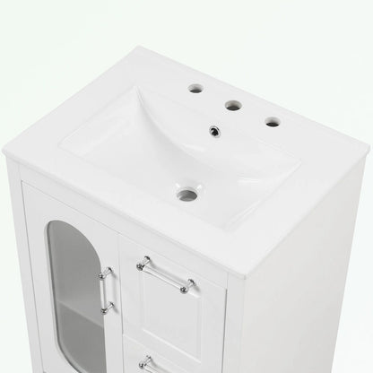 Meuble-lavabo de salle de bain avec deux tiroirs et porte