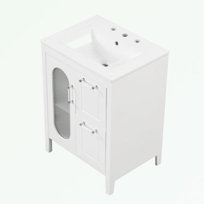Meuble-lavabo de salle de bain avec deux tiroirs et porte