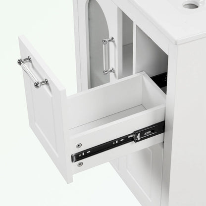Meuble-lavabo de salle de bain avec deux tiroirs et porte