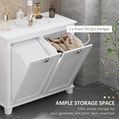 Meuble de salle de bain moderne avec trieur de linge inclinable