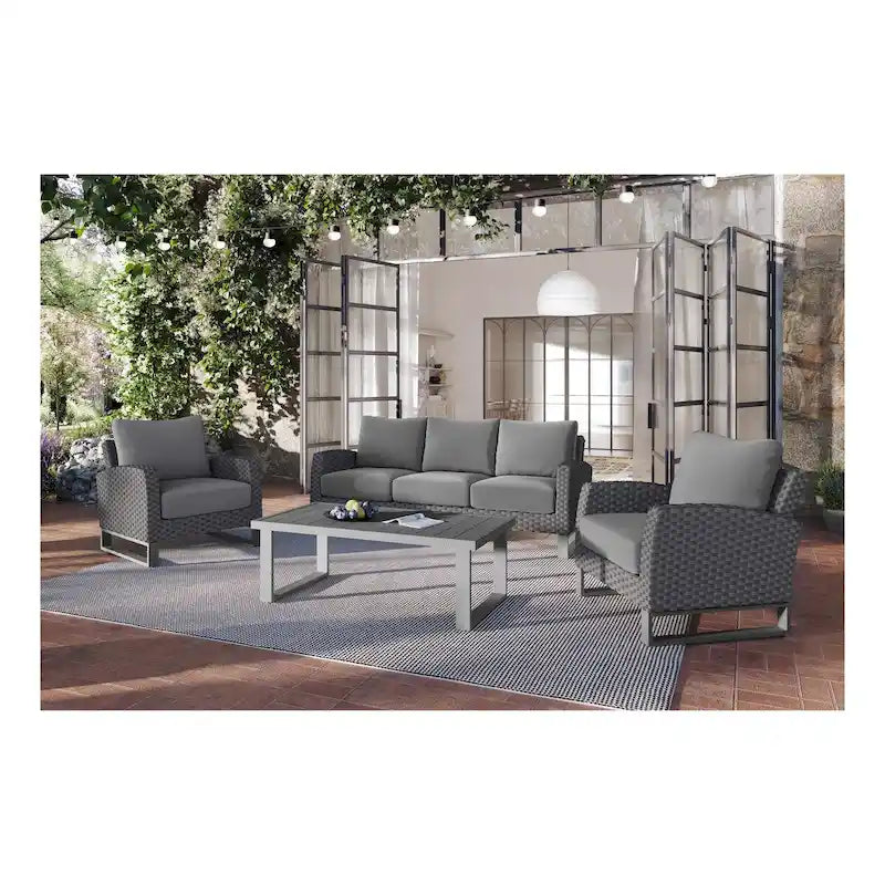 Nouvel ensemble de canapé de patio 4 pièces New Classic Furniture Fiji avec base traîneau