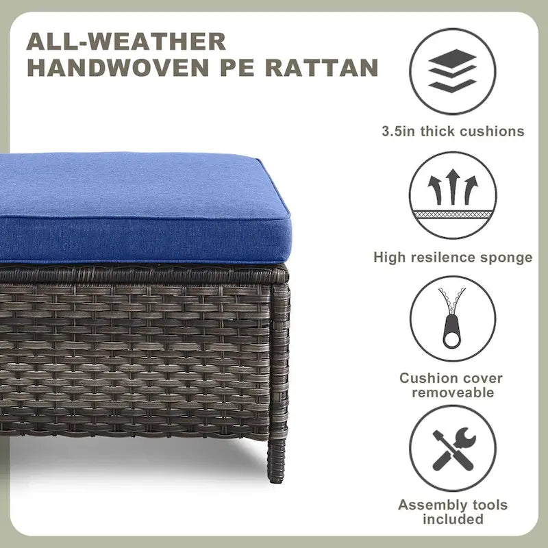 Ensemble mobilier de jardin 5 pièces avec table brasero - Gris