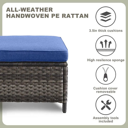 Ensemble mobilier de jardin 5 pièces avec table brasero - Gris