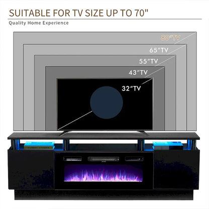 Meuble TV cheminée de 70 po avec foyer électrique de 36 po