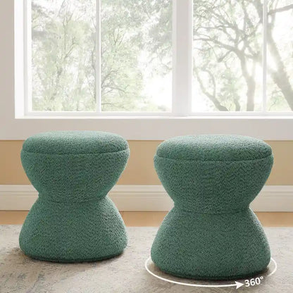 VANOMi Ottoman rembourré Boucle Djembe avec base pivotante, pouf, tabouret de coiffeuse pivotant pour salon, dressing (lot de 2)