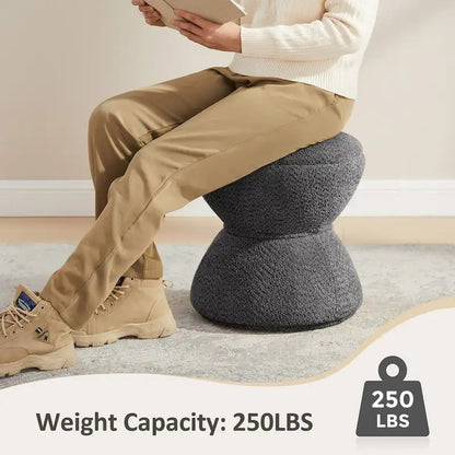 VANOMi Ottoman rembourré Boucle Djembe avec base pivotante, pouf, tabouret de coiffeuse pivotant pour salon, dressing (lot de 2)
