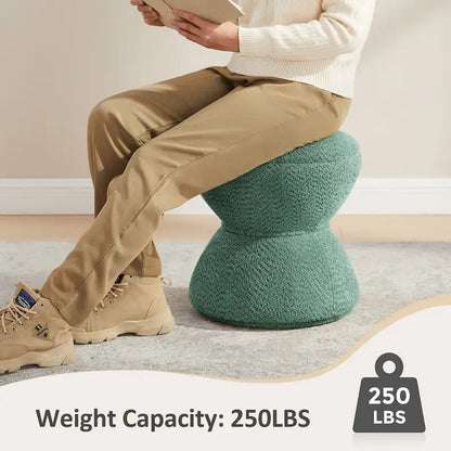 VANOMi Ottoman rembourré Boucle Djembe avec base pivotante, pouf, tabouret de coiffeuse pivotant pour salon, dressing (lot de 2)