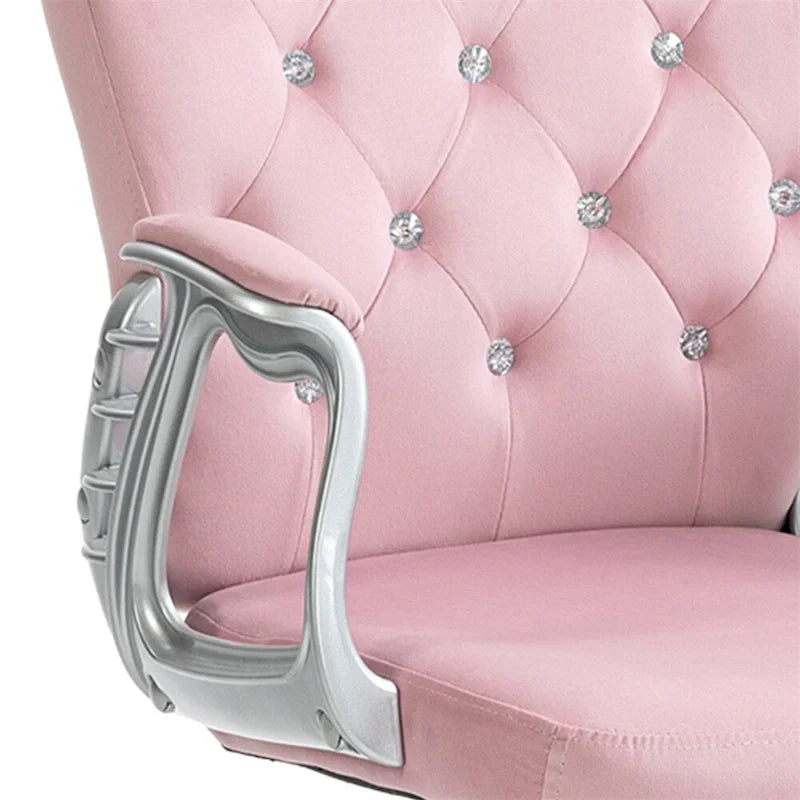 Fauteuil de bureau à hauteur réglable en velours avec accoudoirs rembourrés et roulettes - S.O.