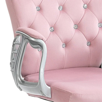 Fauteuil de bureau à hauteur réglable en velours avec accoudoirs rembourrés et roulettes - S.O.