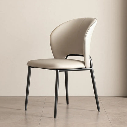 Chaise de salle à manger moderne en similicuir courbé à dossier bas