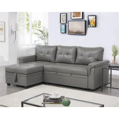 Canapé d'angle réversible convertible avec lit gigogne, méridienne de rangement et pieds durables
