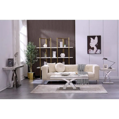 Table basse moderne de 48 po, table basse rectangulaire avec piédestal en X, tables basses pour salon