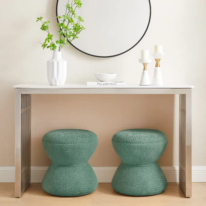 VANOMi Ottoman rembourré Boucle Djembe avec base pivotante, pouf, tabouret de coiffeuse pivotant pour salon, dressing (lot de 2)