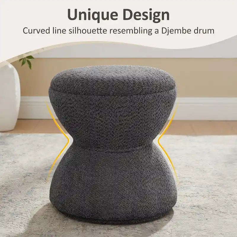 VANOMi Ottoman rembourré Boucle Djembe avec base pivotante, pouf, tabouret de coiffeuse pivotant pour salon, dressing (lot de 2)