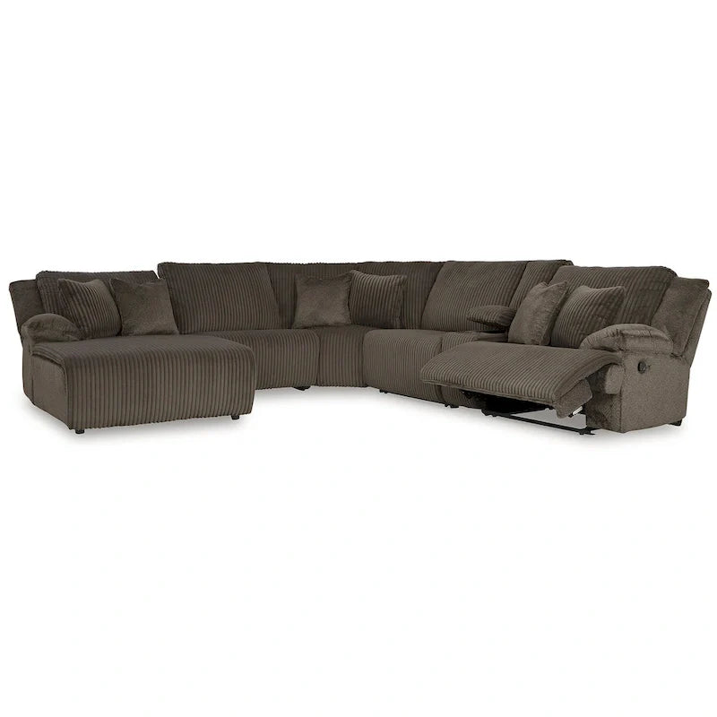 Signature Design by Ashley Canapé d'angle inclinable 6 places avec chaise longue Top Tier marron - 147 L x 134 P x 41 H