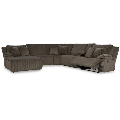 Signature Design by Ashley Canapé d'angle inclinable 6 places avec chaise longue Top Tier marron - 147 L x 134 P x 41 H