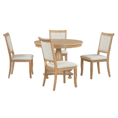 Ensembles de salle à manger 5 pièces Lak Retro avec chaises rembourrées par GDFStudio