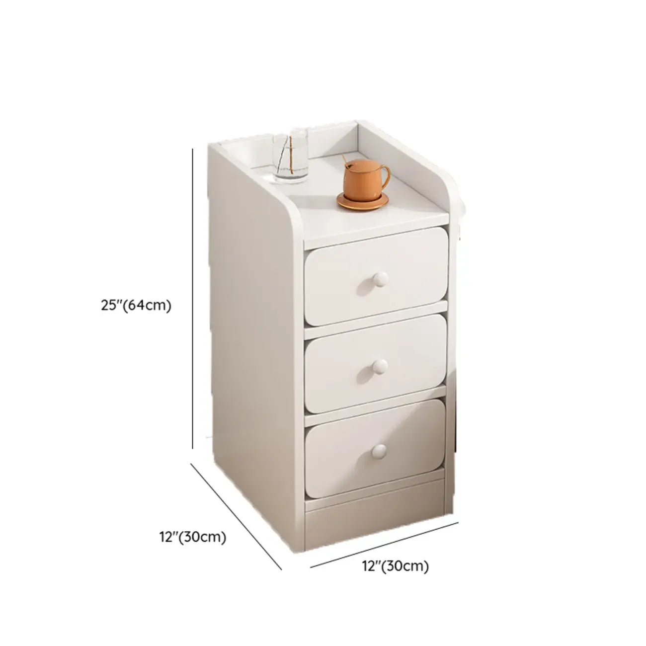Table de chevet simple en bois naturel blanc à 2 tiroirs