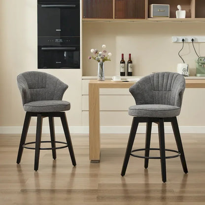 Lot de 2 tabourets de bar pivotants, chaises de salle à manger rembourrées avec large dossier, chaises de hauteur comptoir avec pieds en métal