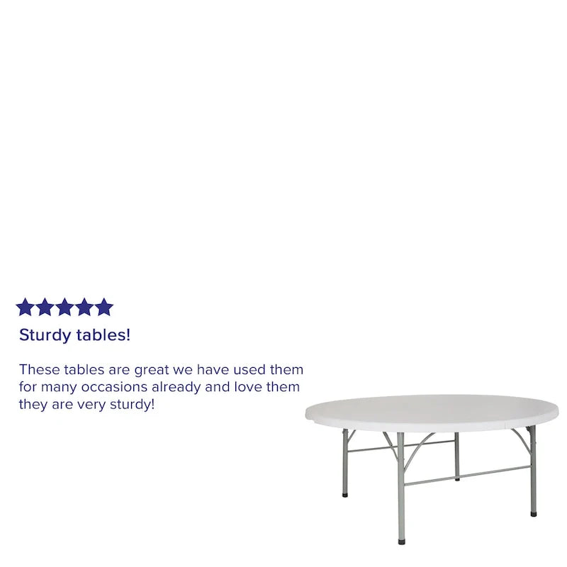 Table pliante ronde en plastique de 1,80 m avec poignée