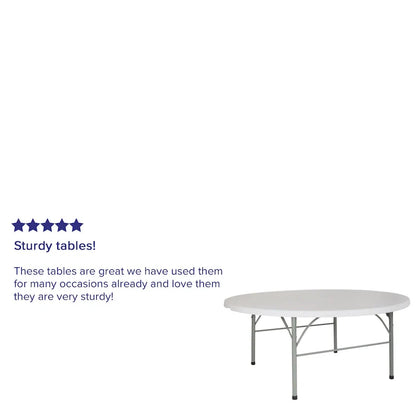 Table pliante ronde en plastique de 1,80 m avec poignée