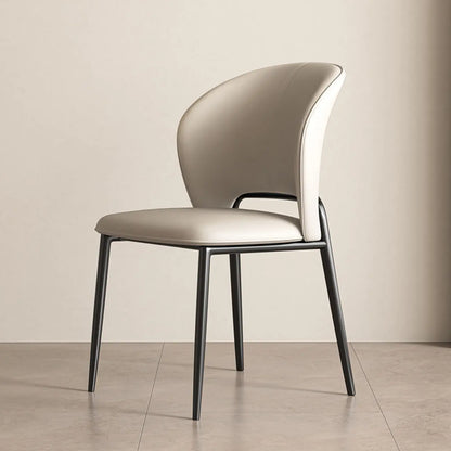 Chaise de salle à manger moderne en similicuir courbé à dossier bas