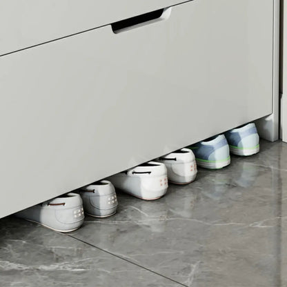 Meuble à chaussures 3 niveaux en bois blanc avec portes abattantes