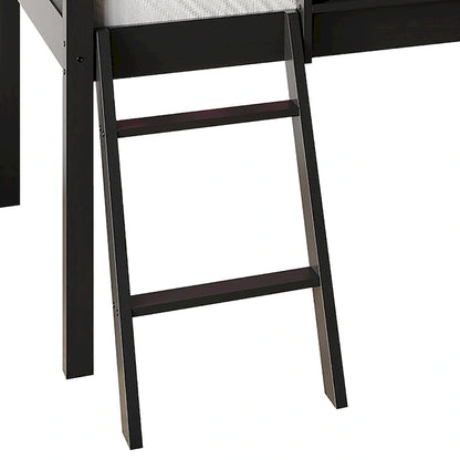 Lit mezzanine bas classique double CraftPorch avec tableau noir, toboggan et échelle