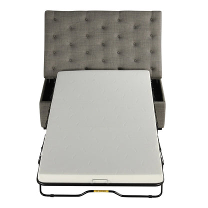Pouf lit pliant, pouf de 126 cm avec lit pliant, pouf-lit convertible avec matelas à mémoire de forme et design capitonné