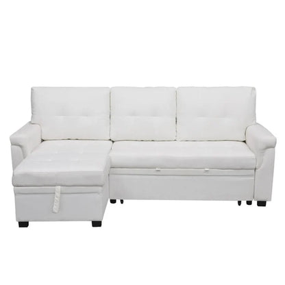 Canapé d'angle réversible convertible avec lit gigogne, méridienne de rangement et pieds durables