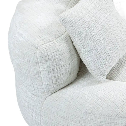 Canapé paresseux à dossier haut en chenille avec 3 oreillers et pouf géant