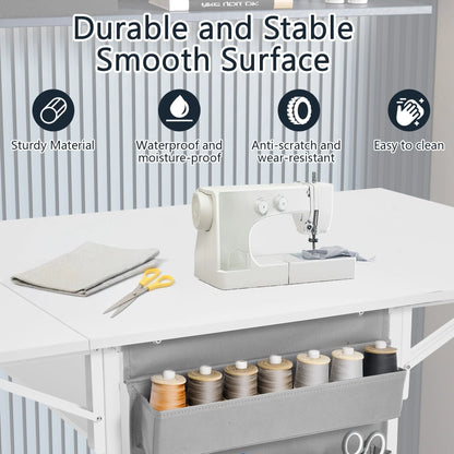 Table artisanale réglable en hauteur avec étagères de rangement, table de coupe pliante mobile pour bureau à domicile, salle de couture, salle d'artisanat