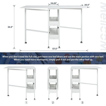 Table artisanale réglable en hauteur avec étagères de rangement, table de coupe pliante mobile pour bureau à domicile, salle de couture, salle d'artisanat