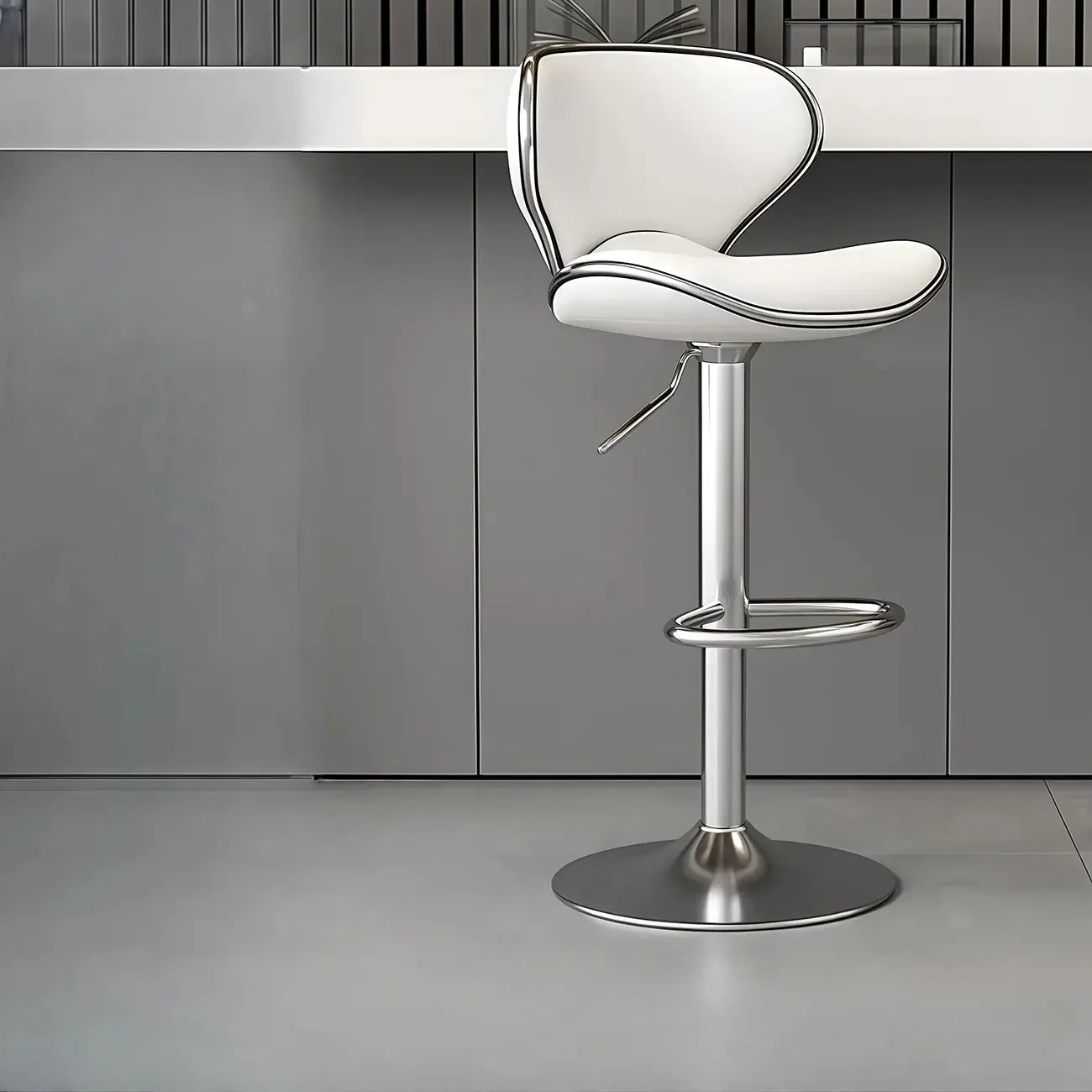 Tabouret de bar réglable pivotant à coussin en cuir