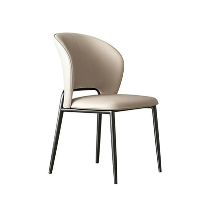 Chaise de salle à manger moderne en similicuir courbé à dossier bas