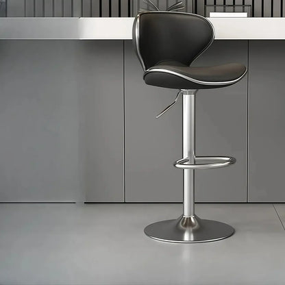 Tabouret de bar réglable pivotant à coussin en cuir