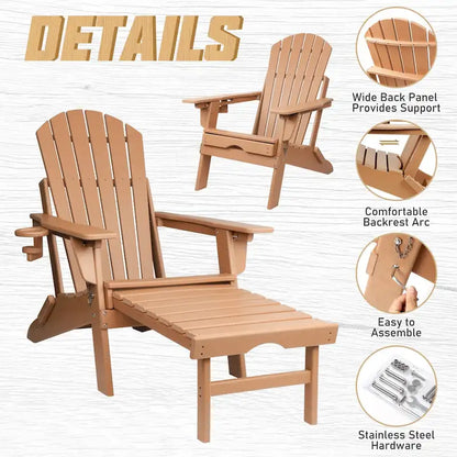 Chaise Adirondack pliante et réglable Vrakae avec ottoman
