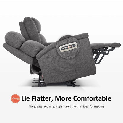 Canapé inclinable électrique MCombo 60,2 po avec massage et double chauffage, appuie-tête réglable, ports USB et Type C, tissu