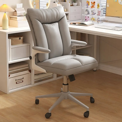 Chaise de bureau pivotante réglable en tissu blanc moderne