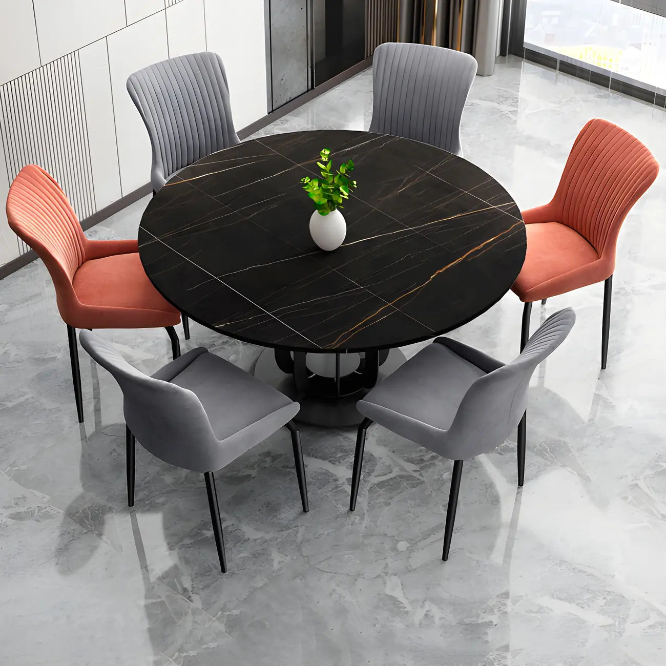 Chaises de salle à manger sans accoudoirs gris foncé industrielles