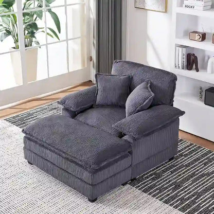 Fauteuil surdimensionné 56,9 W avec repose-pieds, fauteuil de lecture pour chambre à coucher, canapé-lit paresseux, canapé inclinable simple et moderne surdimensionné