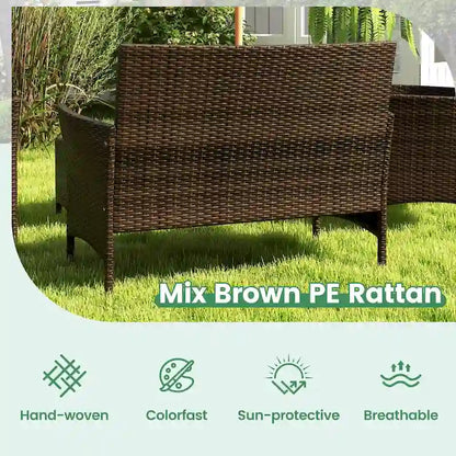 Costway Ensemble de Meubles de Jardin 4 Pièces avec Coussins Lavables et Verre Trempé - Voir les Détails