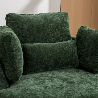 Fauteuil d'appoint pivotant rembourré 42,3 W avec 4 oreillers et pouf de rangement demi-lune