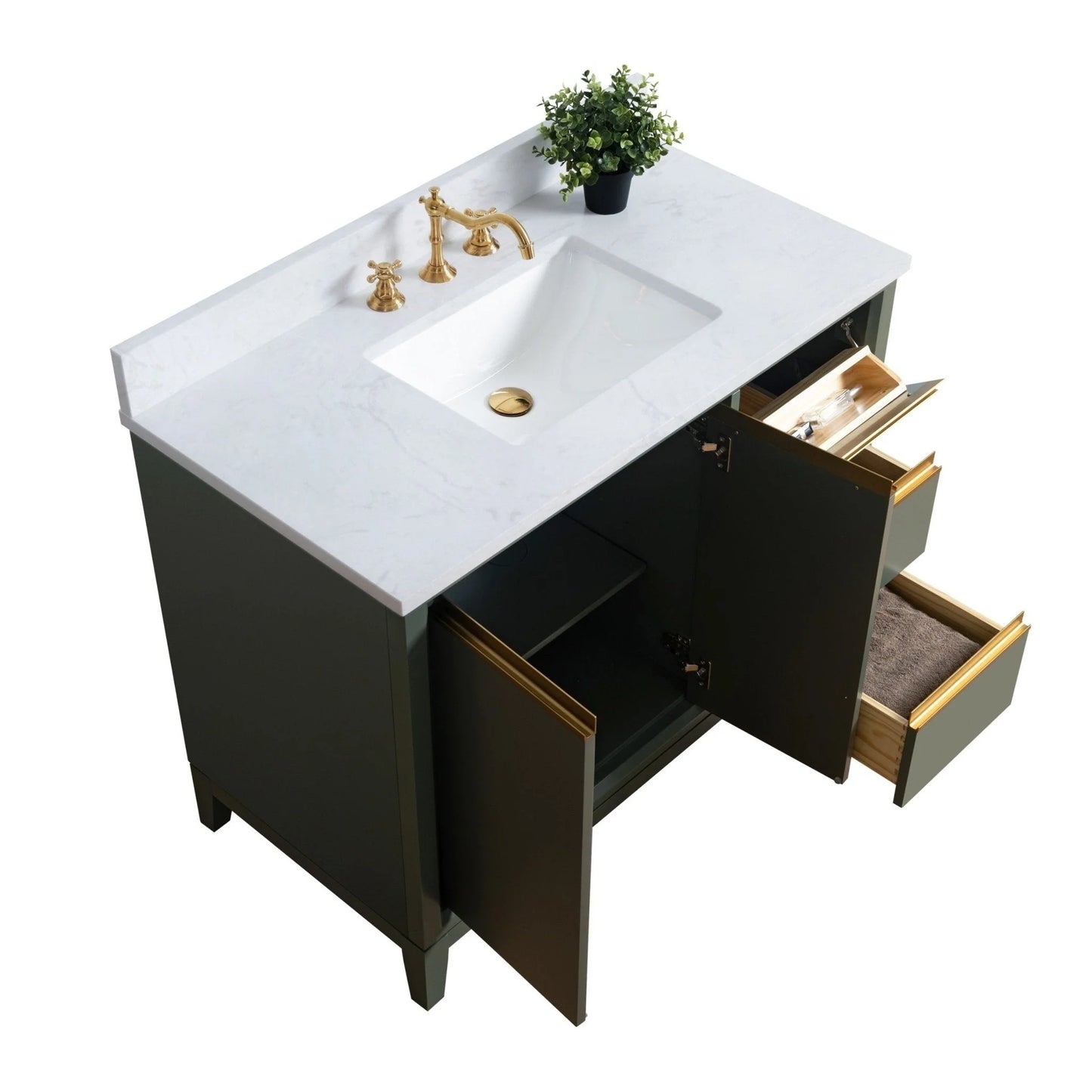 Meuble-lavabo Vanity Art avec évier en céramique et dessus en marbre reconstitué